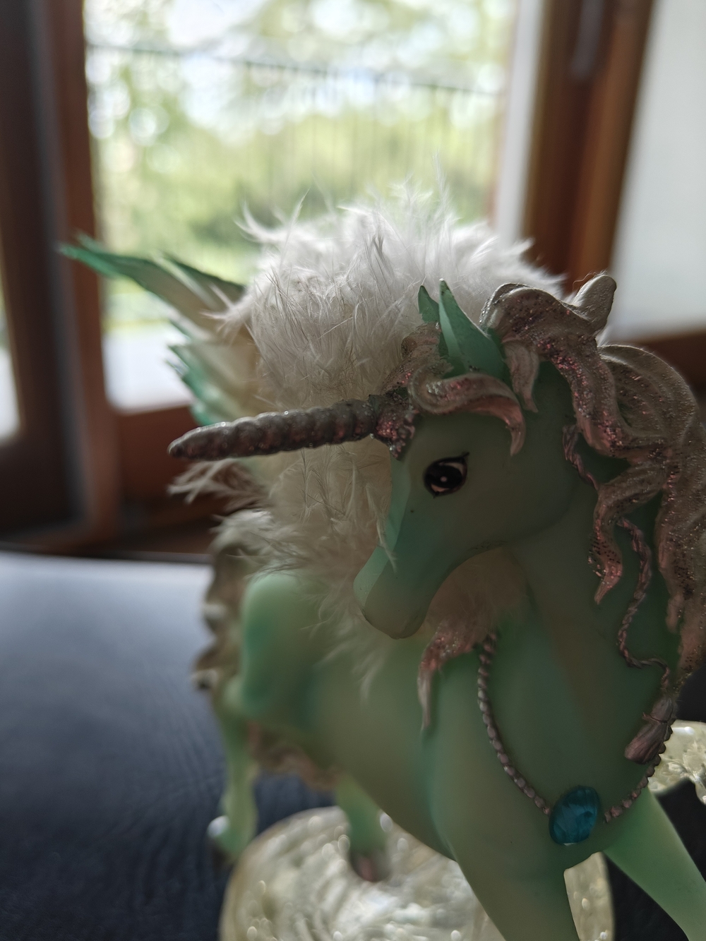 The Hamilton Collection "On Wings Of Serenity" Teal/Mint Green Unicorn Figurine